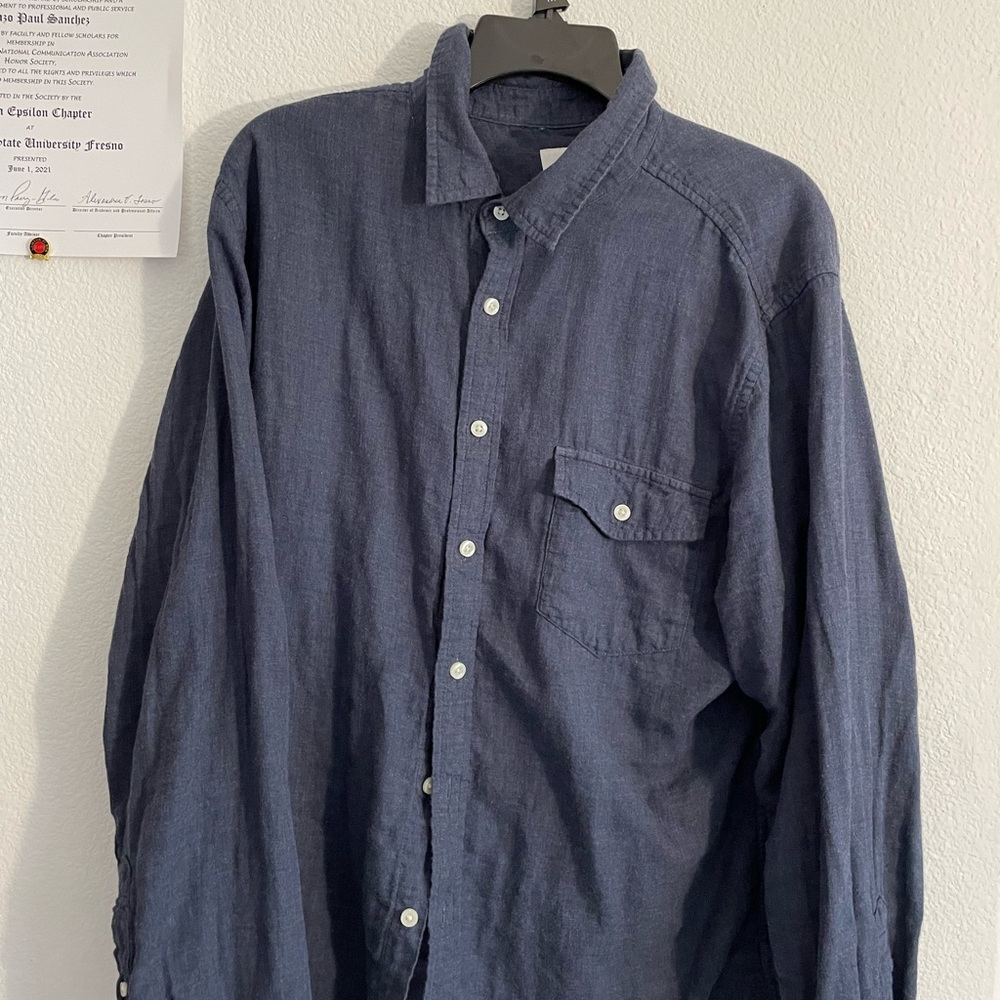 Large blue button up. Good fellow long sleeve